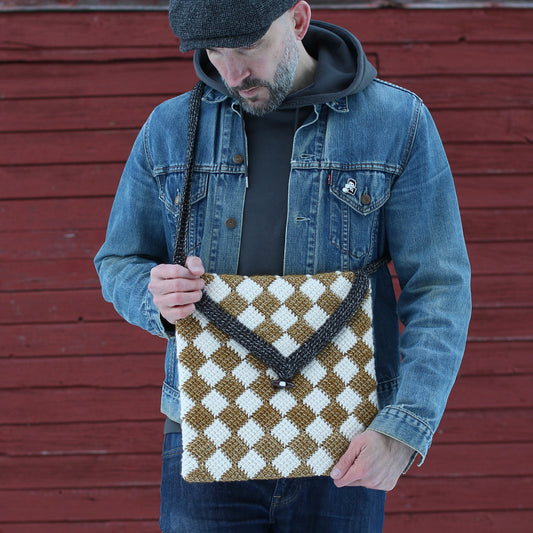 Mandvormige Tunesische gehaakte tas