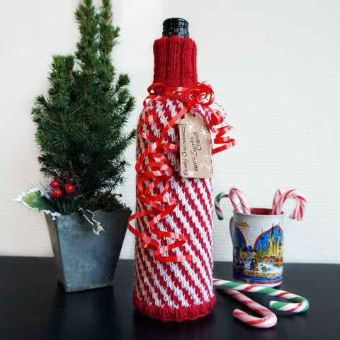 Candy Cane Wine Cozy