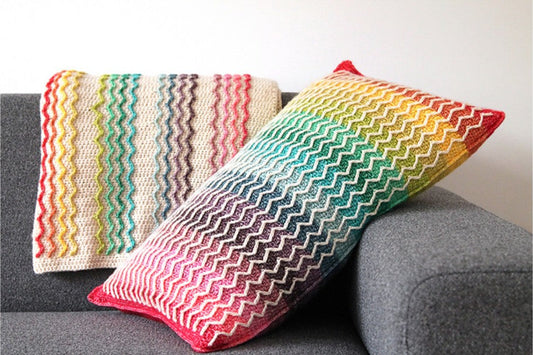Rainbow Wave Pillow and Blanket Set