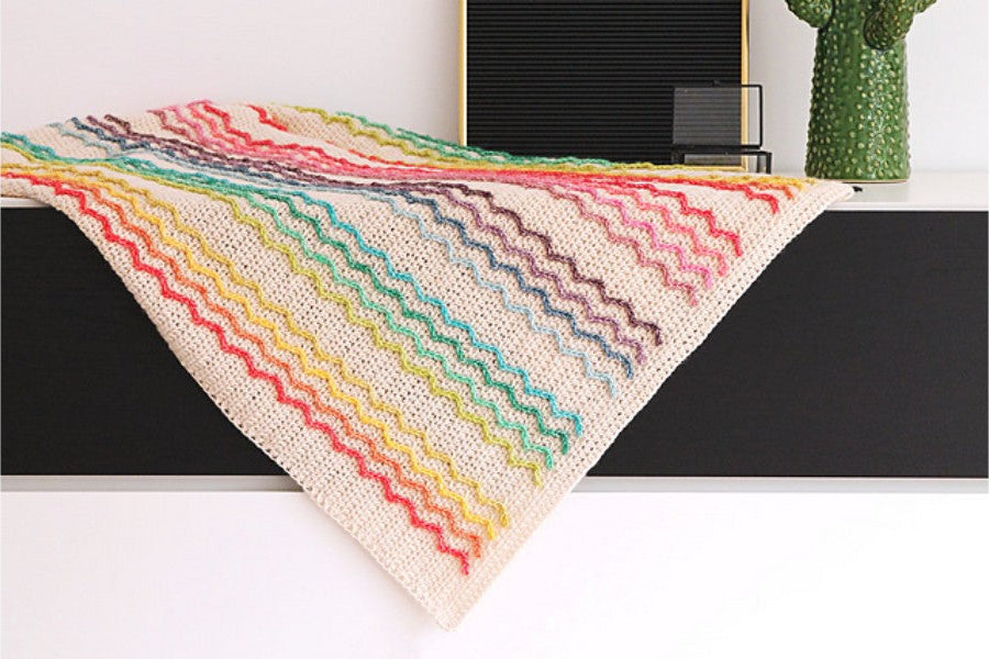 Rainbow Wave Pillow and Blanket Set