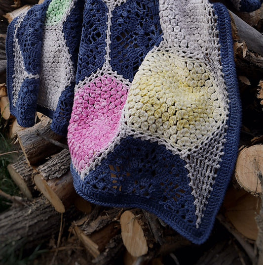 Indigo bloesem deken