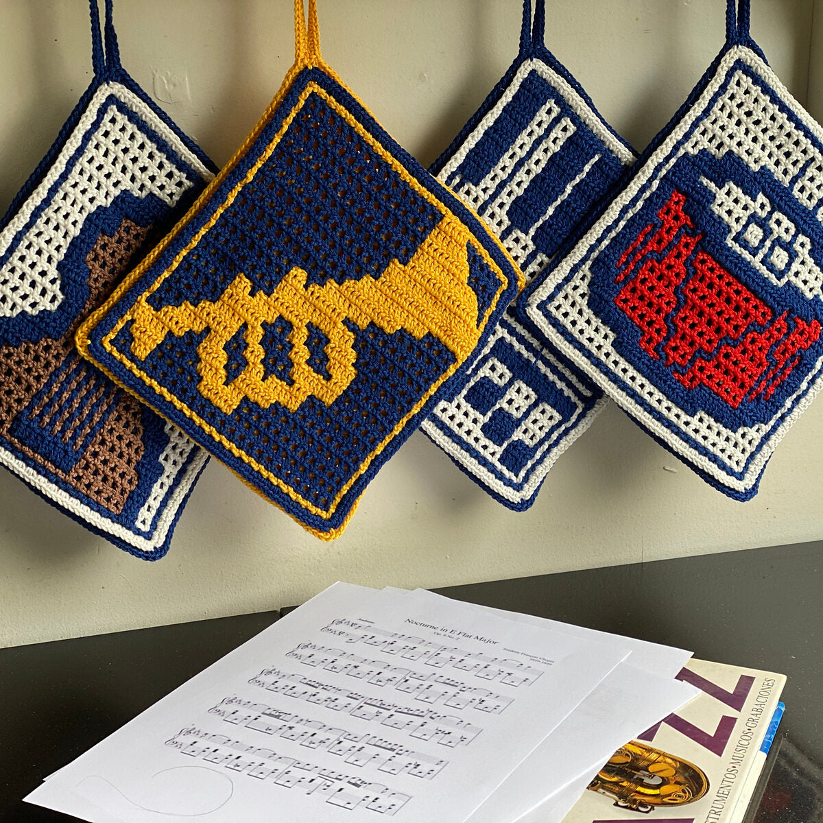Astrid's 4 Music Potholders