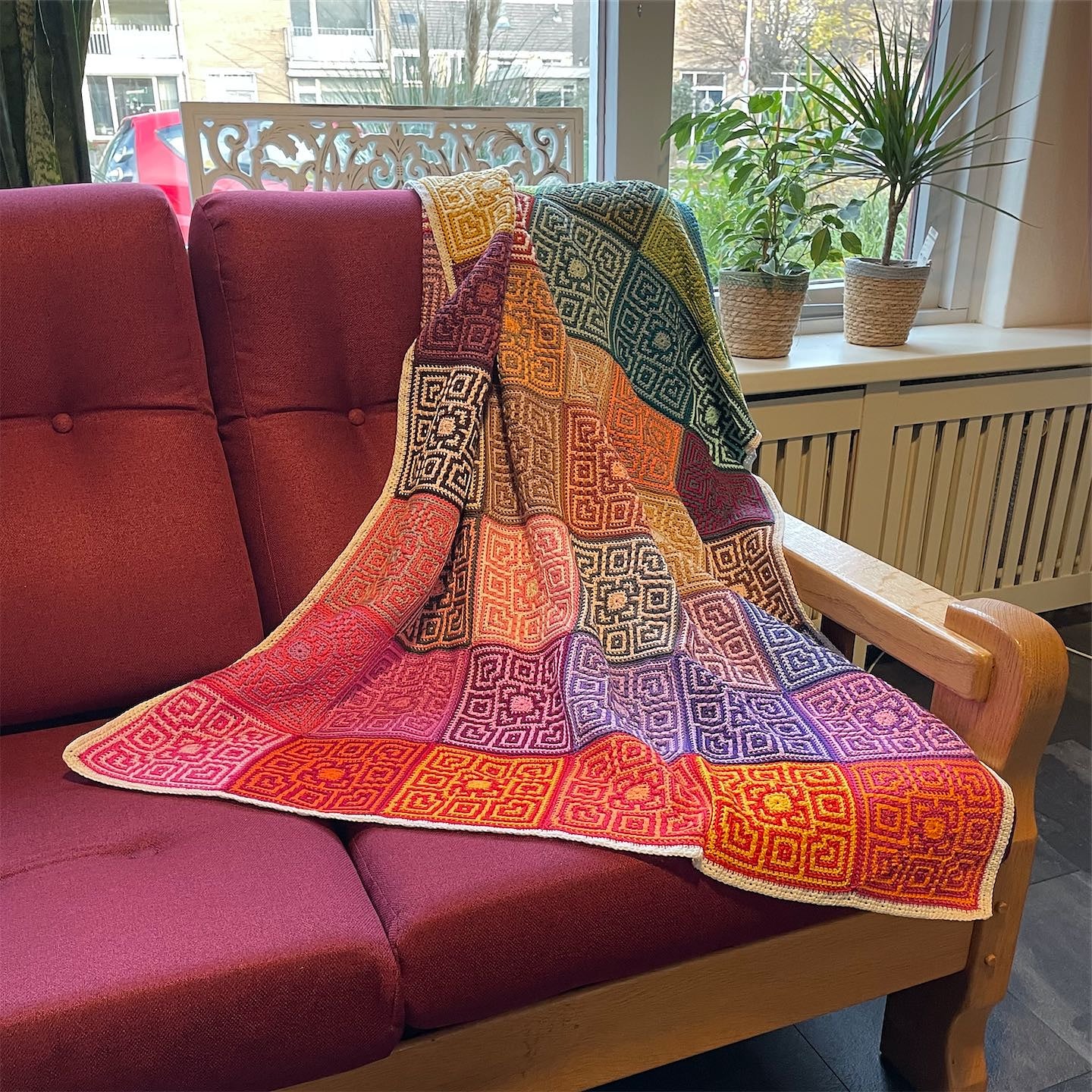 Colorful Coral Mosaic Blanket