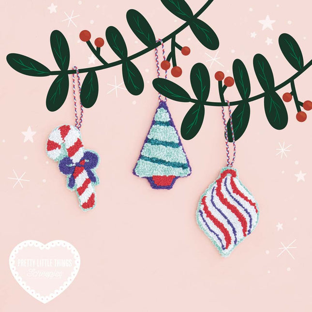 Punch Needle kerstboomversieringen