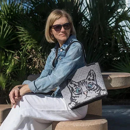 Portemonnee en kussen met glurende kat