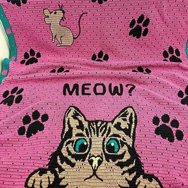 Babydekentje met glurende kat