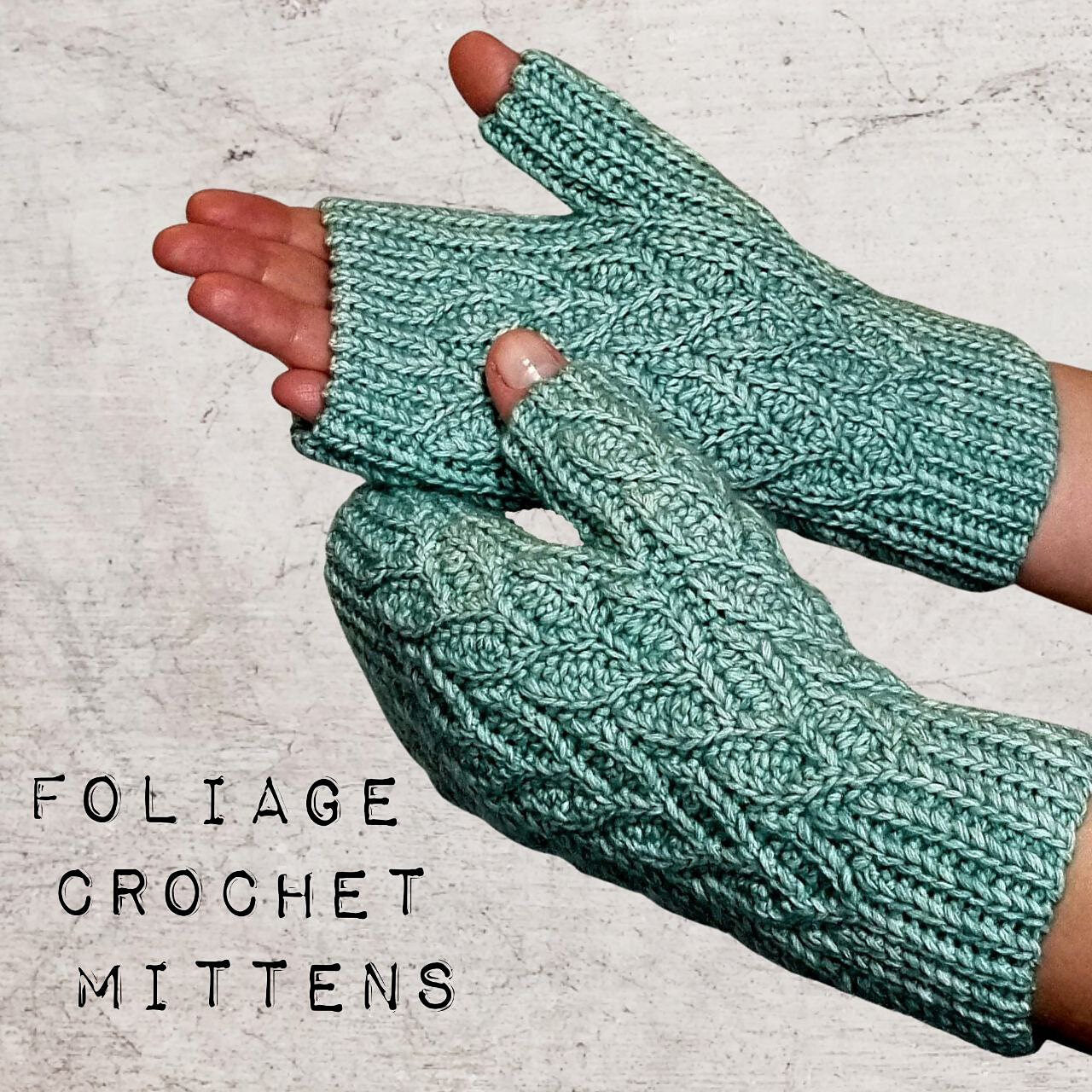Foliage Crochet Mittens
